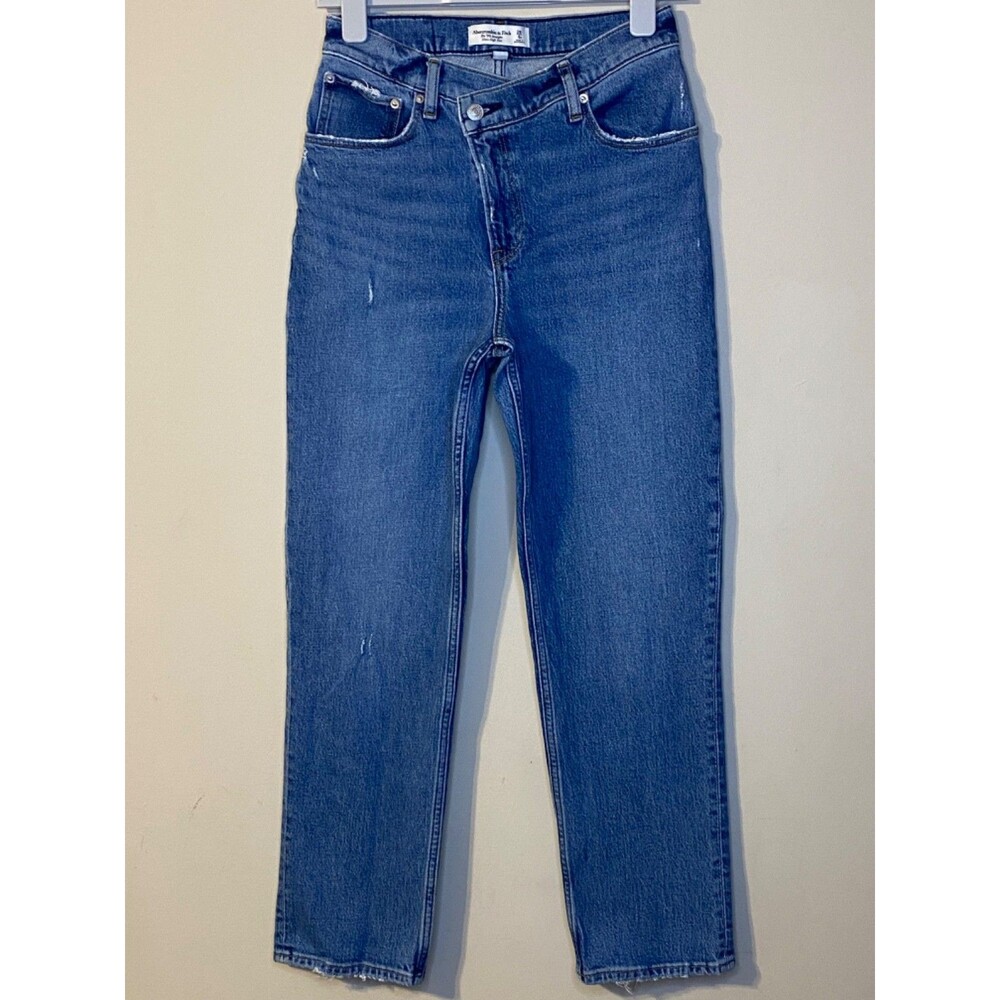 ABERCROMBIE & FITCH 90'S STRAIGHT ULTRA HIGH RISE CURVE LOVE JEANS SIZE 28/6S